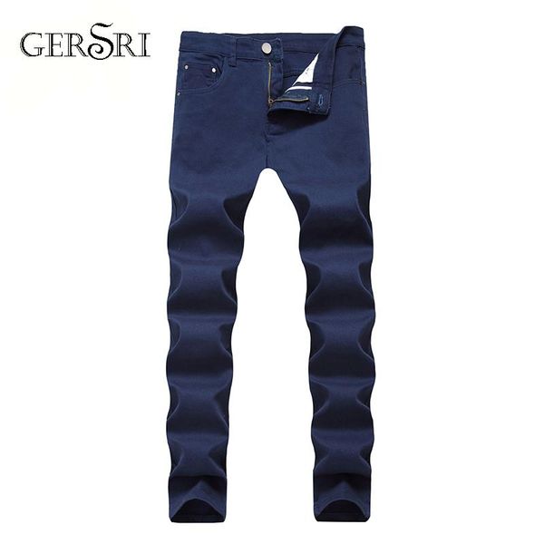 

gersri light jeans men male straight fit pants classic jeans men denim elasticity fashion trousers thin pants plus size, Blue