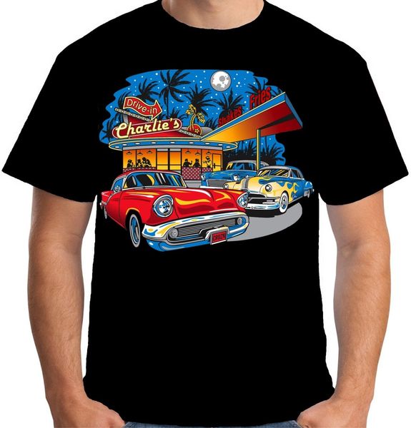 

velocitee mens t-shirt 1950's american drive in diner rat rod custom s3896 tee shirt sport hooded sweatshirt hoodie