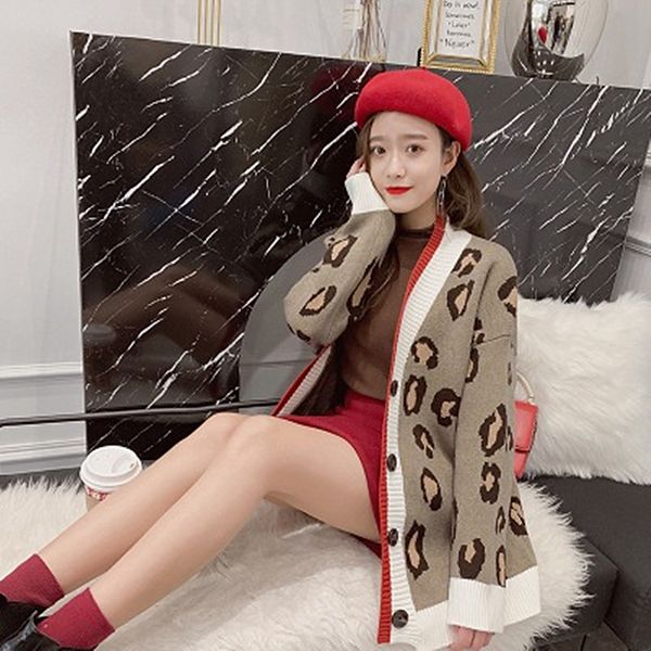 

spring explosion 2020 templates fashion big handle cardigan size of women long sleeve leopard decorate v sweater fine 4ycp a7uy, White;black
