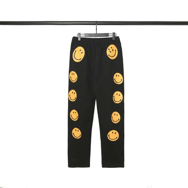 

men's pants 2021 new kapital back smiling face trend loose men's and women's same fog high street sports straight pants, Black