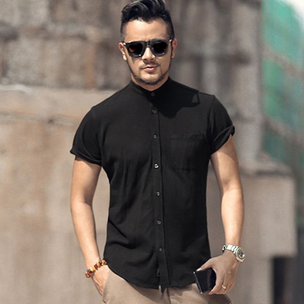 

2021 the new men cotton granular fabric pure short casual shirt will see thin european-style man design new pocket shirts s866 oo0n, White;black
