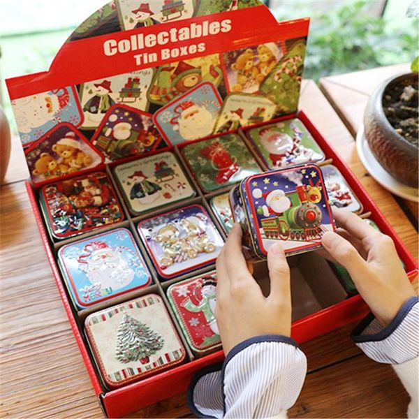 

gift wrap box christmas candy packaging children's gifts small tin biscuit decoration crafts12pcs