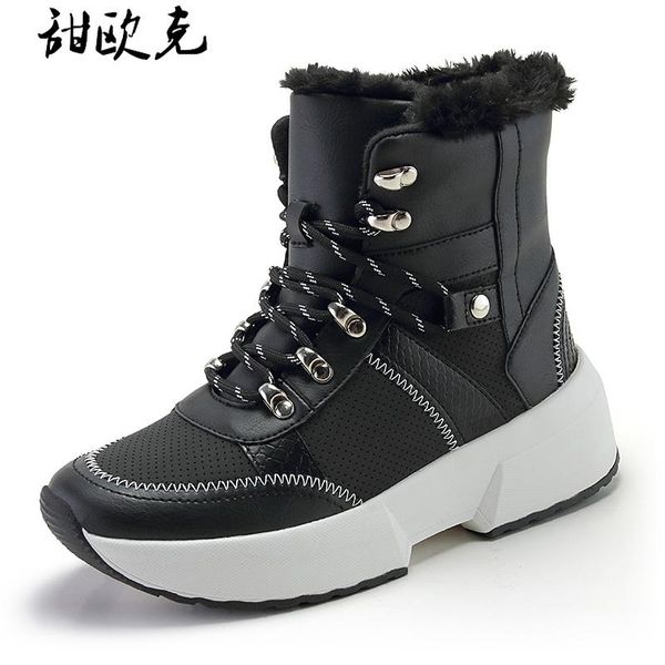 

women boots split leather super warm fur winter boots women black white shoes woman fashion ladies slim platform ankle