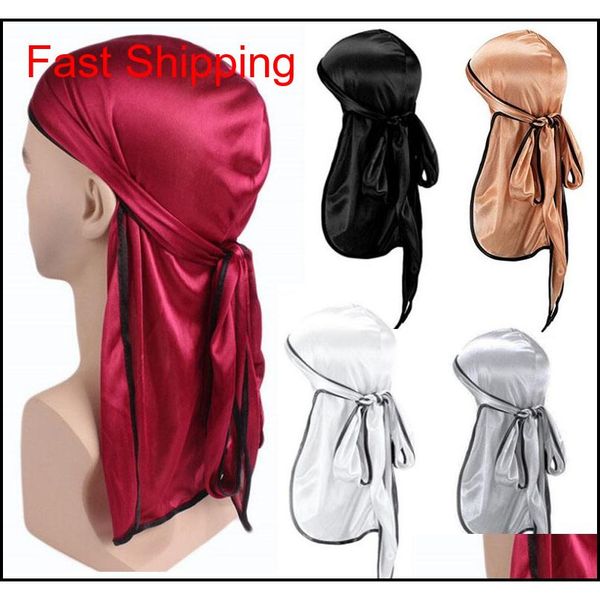 

men women velvet beanies silky durag hat bandanna long tail pirate cap headwear head qyldou bdefashion, Silver