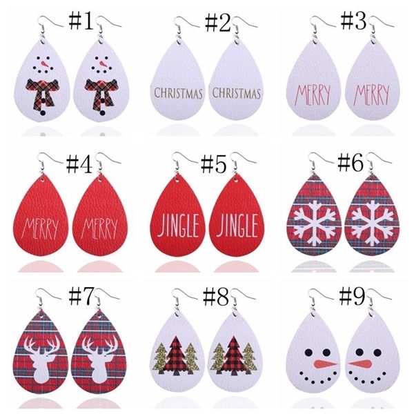 

women christmas tree teardrop earrings water drop leather merry xmas elements earring party favor dhb2644