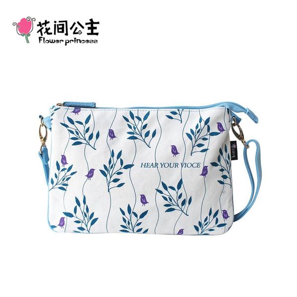 

flower princess brand women's canvas messenger bag ladies shoulder bags bolsos mujer teenager girls crossbody double bag borse
