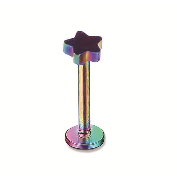 

wholesale star labret lip chin ring nose ear bar stud stainless steel piercing fashion body jew sqcfwf homes2007, Black