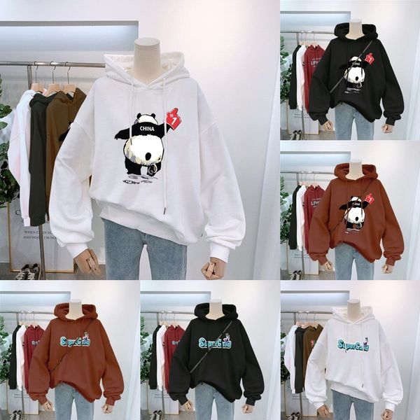 

6gffx new korean women's hooded dongdaemun casual for korean autumn new coatwomen2020 dongdaemun hooded women's cartoon cartoon ca, Black