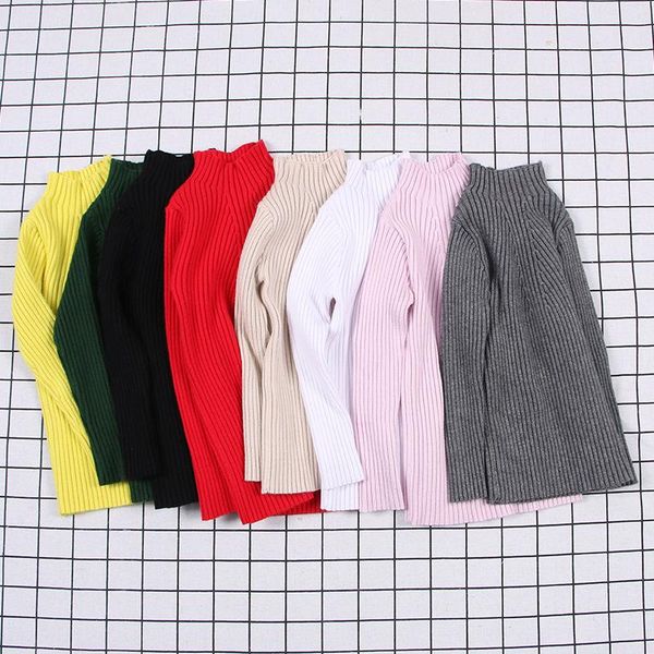 

2018 kids sweater for girls turtleneck sweater autumn winter warm baby girls sweater slim basic knitted pullover rt145 wmthce, Blue