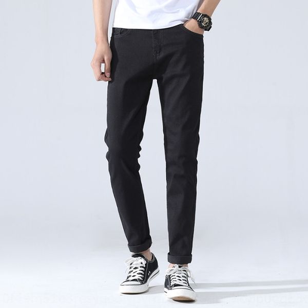 

y2f0m 2020 spring slim autumn new men's jeans casual fashion brand and fit feet pure trousers men's jeans trousers black korean st, Blue