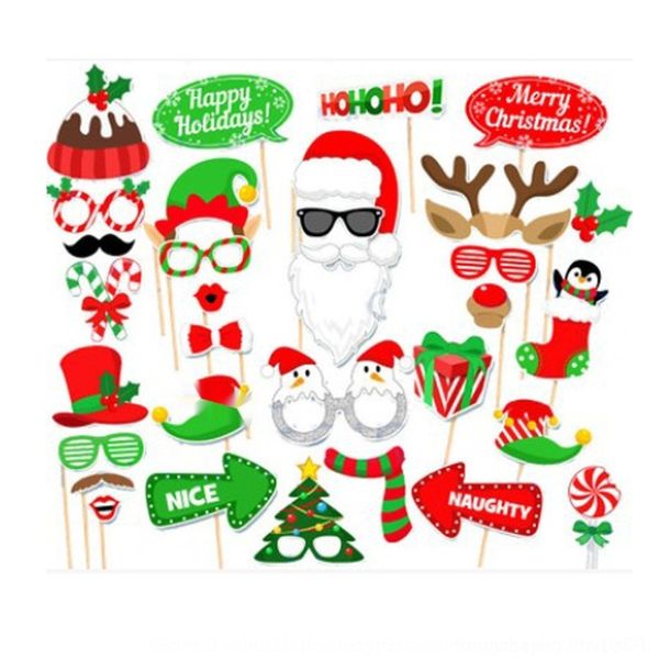 

po3as 32pcs paper christmas p shooting mask hand santa claus funny props and props beard held nay36