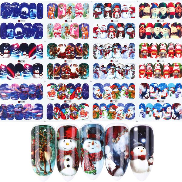 

newwater claus nail stickers snowman christmas santa elk 12pcs transfer sliders for nails cartoon winter new year manicure jibn/a-1 6