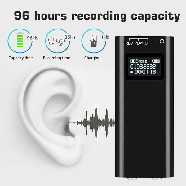 

digital voice recorder mini for meeting lectures sound dictaphone activated with back clip office oled audio pen rechargeable