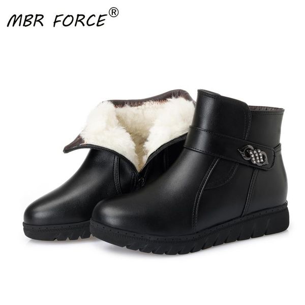 

mbr force wool snow boots women ladies warm shoes plush new fashion zipper ankle boots platform woman winter, Black