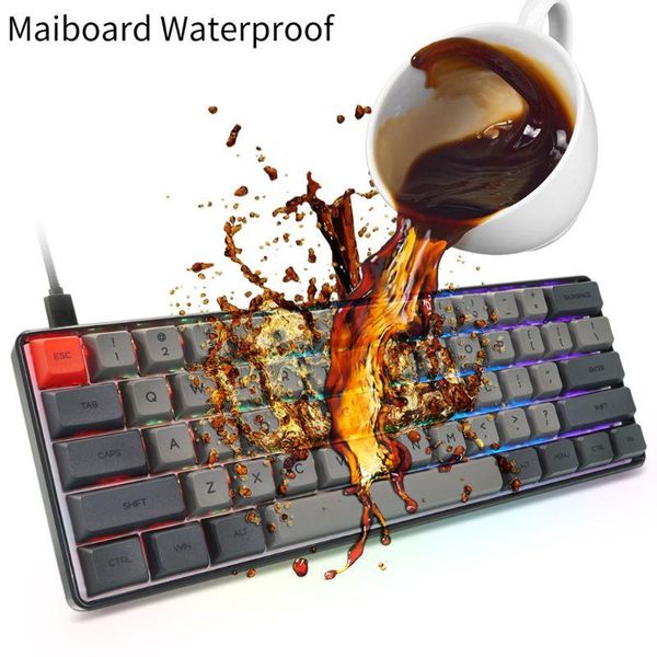 

rgb led backlit wired mechanical keyboard portable compact waterproof mini pbt
