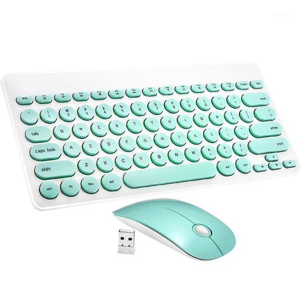 

wireless keyboard and mouse combo, 2.4ghz cordless cute round key set1