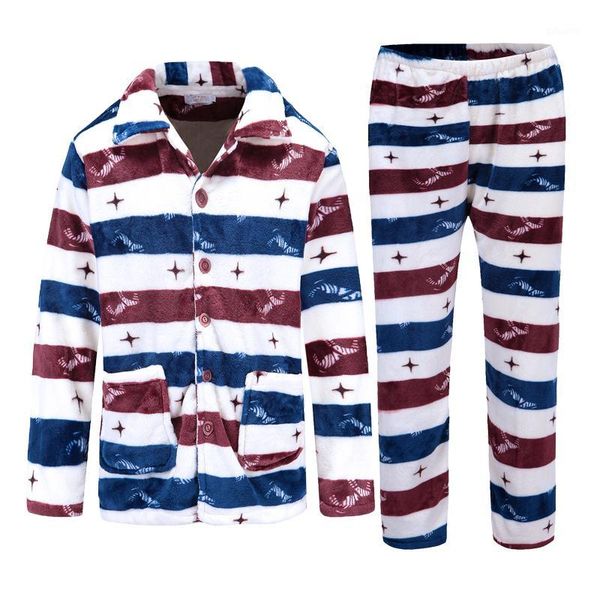 

h5870 sleepwear men thickened flannel long sleeve pajamas autumn winter coral fleece home wear simple male comfortable nightwear1, Black;brown