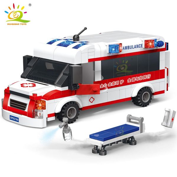 

huiqibao 354pcs город самоотвод скорая помощь модель строительных блоков больница автовозы кирпич набор развивающие игрушки для детей дети п