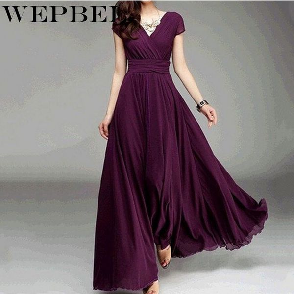 WEPBEL Frauen Kleid Party Abendkleid Weibliche Hohe Taille Elegante Chiffon Maxi Lange Kleider Plus Größe S-5XL Y0118