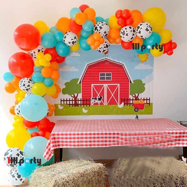 

farm party decoration balloon garland arch kit for kid 1st birthday backdrop red tiffany blue latex globos baby shower boy 1027