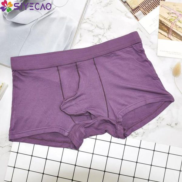 

mens underwear modal men boxer shorts elephant nose underpants man long bulge pouch panties male solid trunks hombre cueca, Black;white