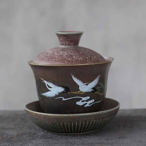 

luwu big size ceramic gaiwan teacup crane chinese tea sets drinkware 250ml luwu big simple wmtmje