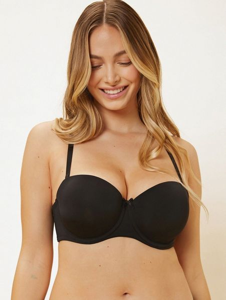 

luvlette plus plain bow front bra k7fd#, Black;white