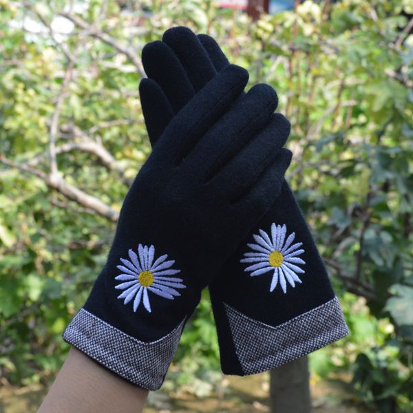 

warm autumn wool women cycling leisure gloves winter thick touch screen, Blue;gray