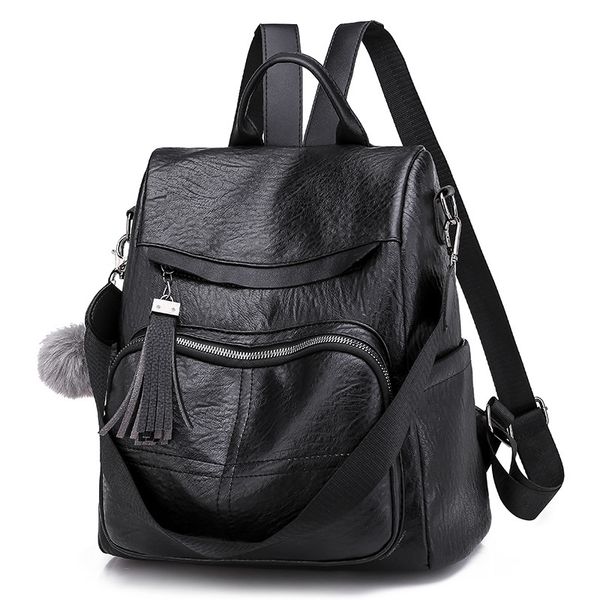 

fashion casual large-capacity college style travel bag pu leather backpack women ladies student backpack
