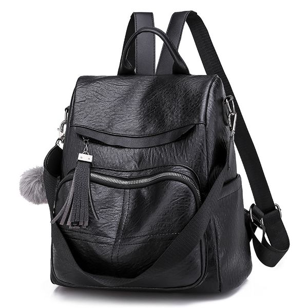 Borsa da viaggio stile college moda casual di grande capacità Zaino in pelle PU Zaino da studente da donna