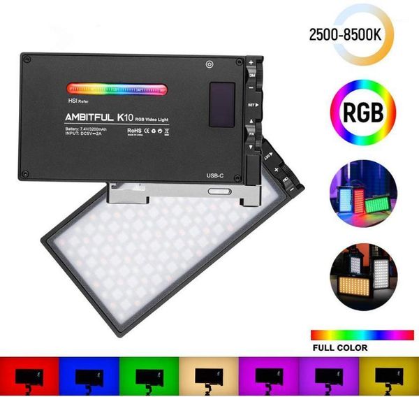 

k10 rgb 2500k-8500k dimmable full color led video light pgraphy video studio dslr camera light pk boling bl-p11
