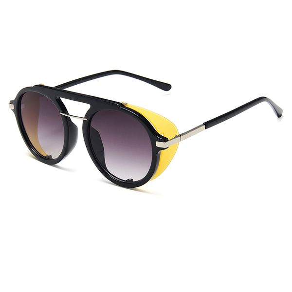 

women sunglasses one-piece round glasses frame retro steampunk sunglasses hip hop glasses men luxury black friday goggles oculos de, White;black