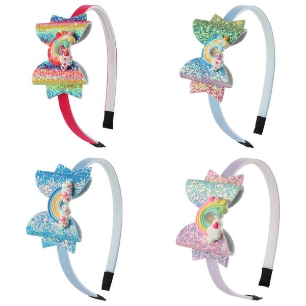 

bow child thin hair band rainbow pattern gradients sequins children fashion headbands party supplies hair accessories 3 06wj j2