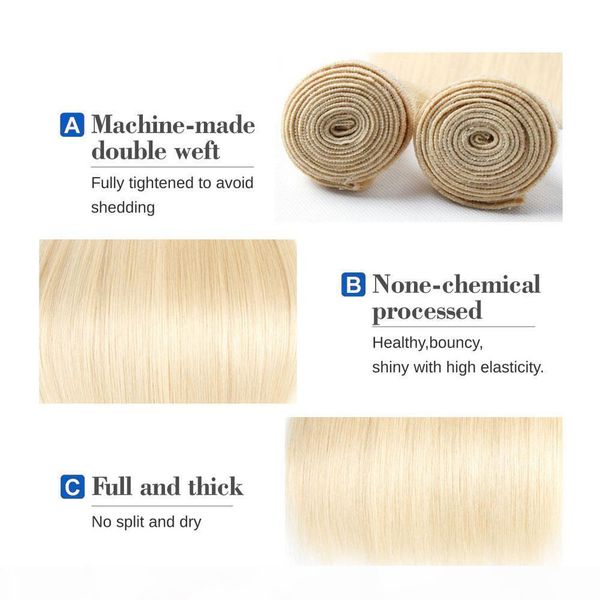 

brazilian straight 613 blonde ear to ear 13x4 full lace frontal closure with 4 bundles virgin human hair blonde bundles weaves extensions, Black;brown