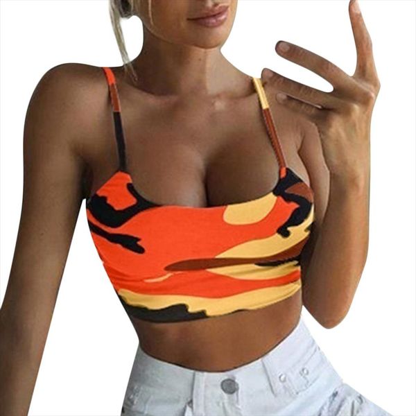

women camouflage sleeveless tank bustier bra vest crop shirt tank short ropa mujer verano debardeur femme 2020 new, White