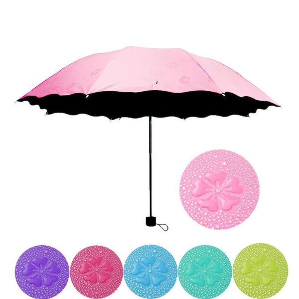 

novelty women umbrella windproof sunscreen fashion magic flower dome ultraviolet proof waterproof sun rain folding umbrellas qylkzu mywjqq