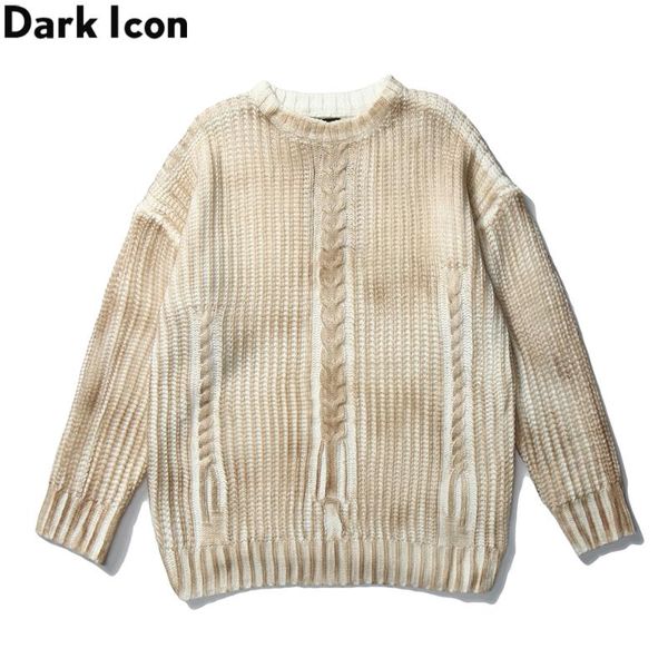 

dark tie dyeing sweater men crew neck knitwear pullover men's sweaters vintage sweater man, White;black