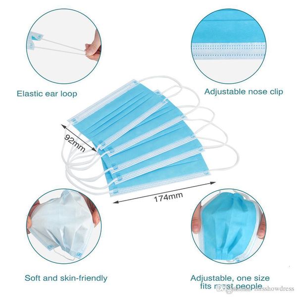 

dustproof 3-ply disposable nonwoven face mouth anti fog & haze breathing protective safety masks in stock