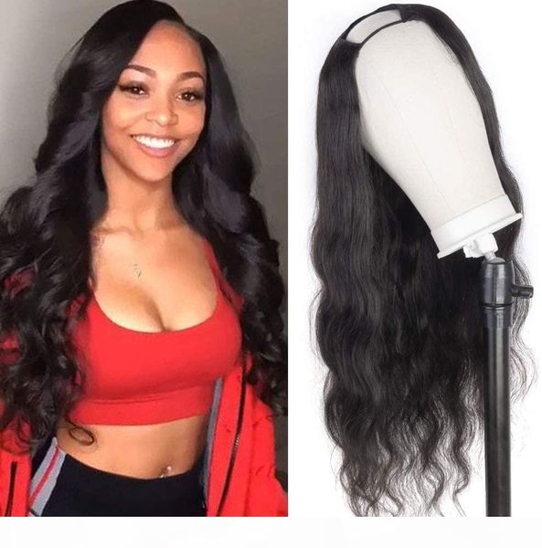 

human hair regular wave u part wigs 8a full lace virgin hair wigs middle part brazilian human hair u-part wigs for black women, Black;brown