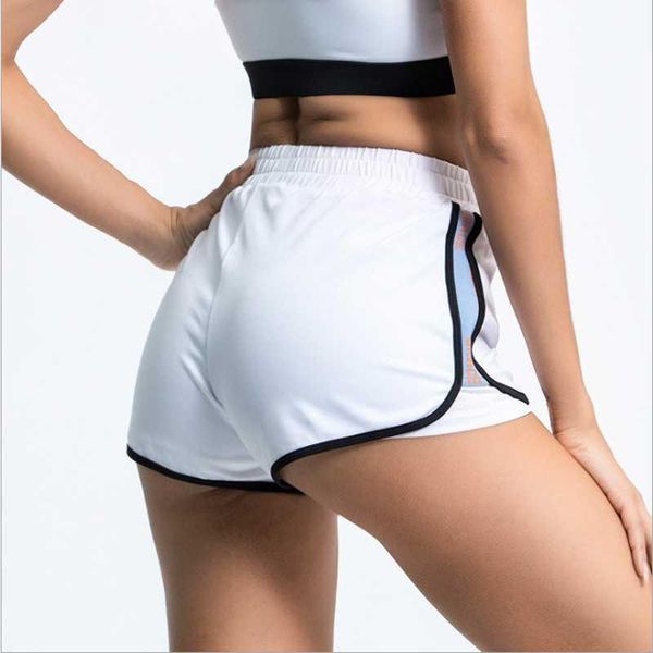 

women's sports double layer yoga fitness run gym quick dry shorts kg-215, White;red