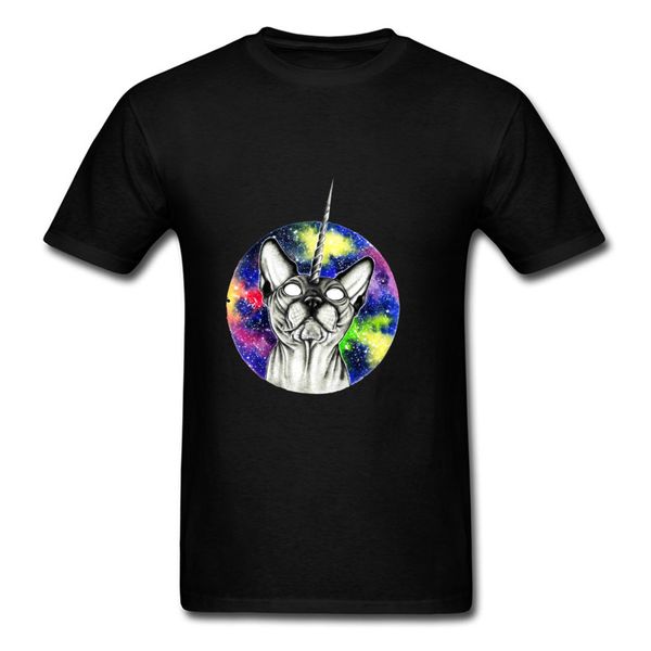 

strange sphynx unicorn cartoon t shirt men space cat print black tee shirt cool short sleeve sport hooded sweatshirt hoodie