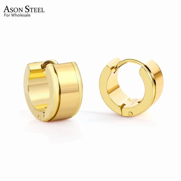 

asonsteel trendy 316l stainless steel thick earrings gold/silver color hoop earring for women girl gift jewelry party, Golden;silver