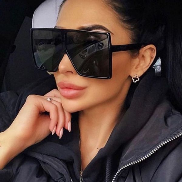 

vintage big square sunglasses women goggles oversize sun glasses female fashion brand black eyewear zonnebril dames, White;black