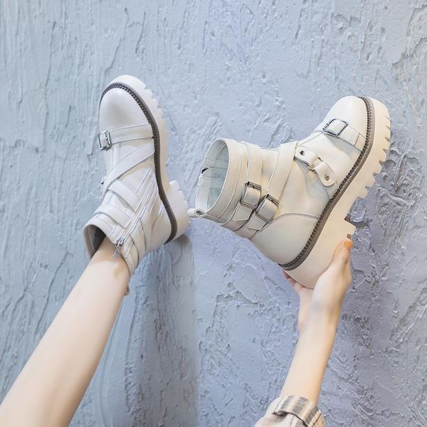 

laasimi зима женщины из натуральной кожи casual мотоциклов boots женский шитье martin ботильоны обувь женщина пряжка ремешка обувь, Black