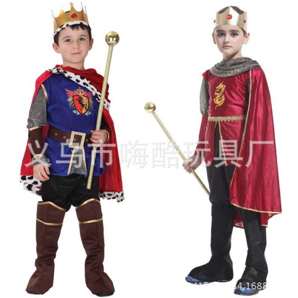 

little children's stage acting as red king's blue prince's costume, Black;gray