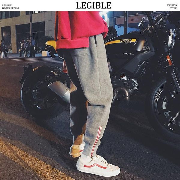 

legible spring autumn pants mens loose elastic waist sweatpants solid joggers pants casual men trousers1, Black