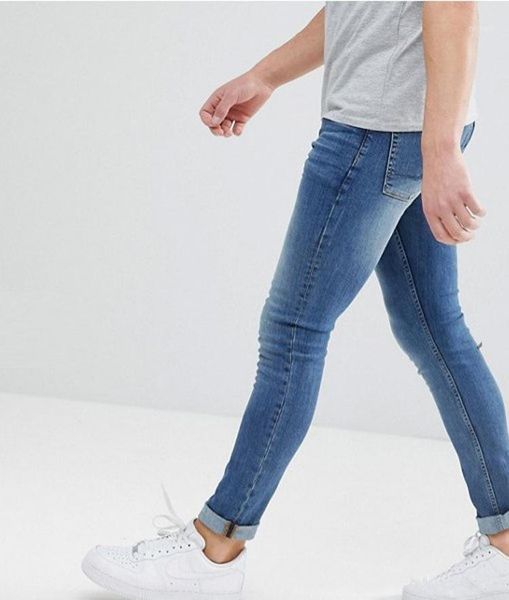 

europe and america 2019 new style gentleman jeans fashion low elastic skinny cowboy pants men's wear1, Blue