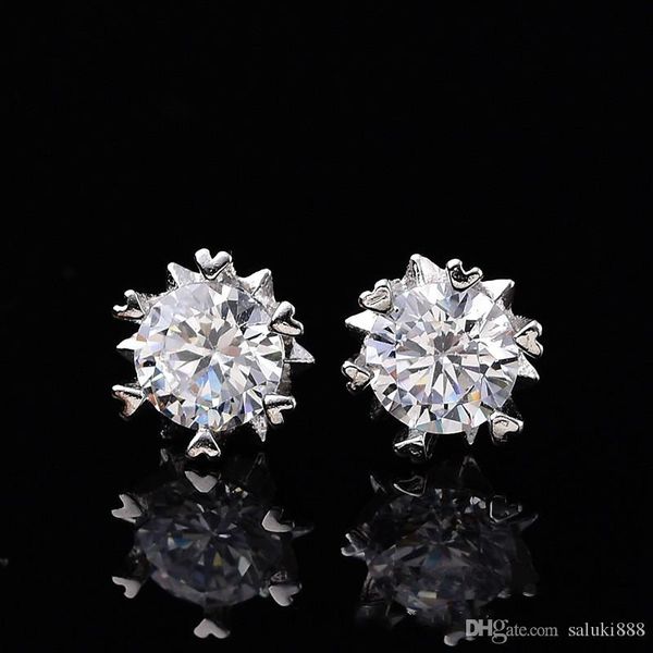 

moissanite earrings sterling silver stud earrings for women total 1ct moissanite snowflake female hypoallergenic earring, Golden;silver