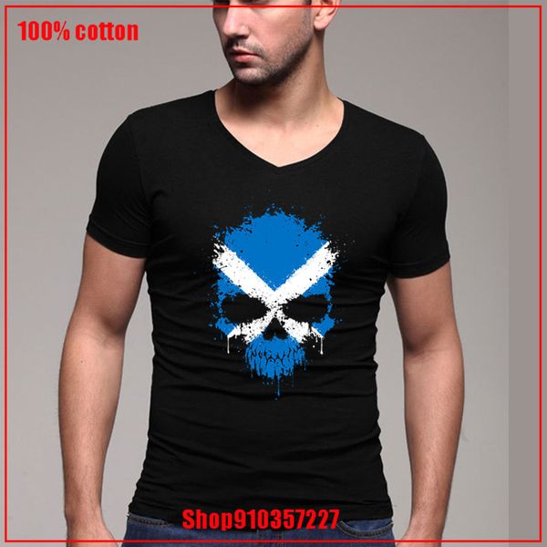 

chaotic scottish flag splatter skull v t shirt casual short sleeve slim basic tees summer t shirt sport hooded sweatshirt hoodie