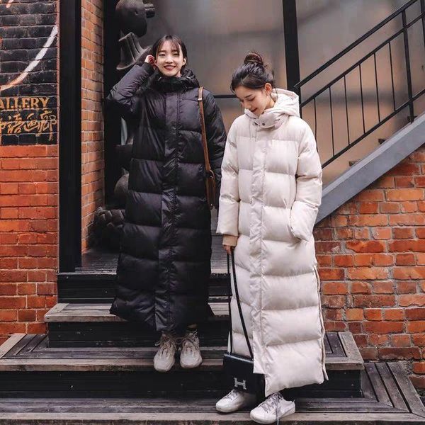 

женский extra maxi long зимняя куртка толстая parka пальто женщины hood callor плюс размер леди шинель верхняя одежда корейский ватные hat 5, Black